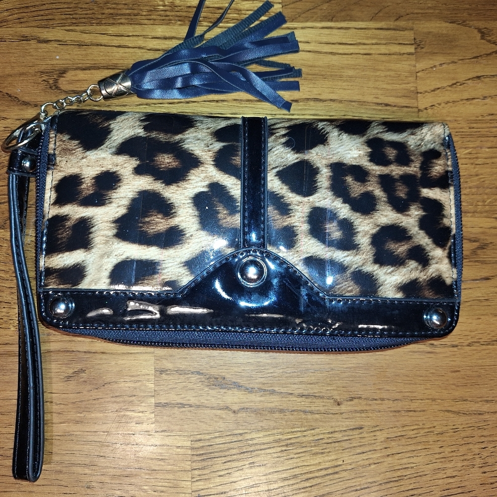Cheetah / Leopard Wilson's Leather Wallet - Black Brown NWT - Picture 1 of 5